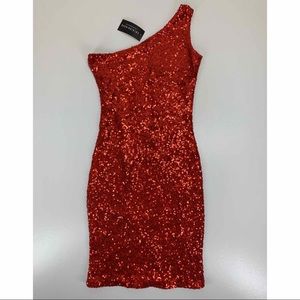 FASHION NOVA Red Sequin Dress
